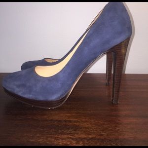 Cole Haan blue suede platform pumps. Size 8.